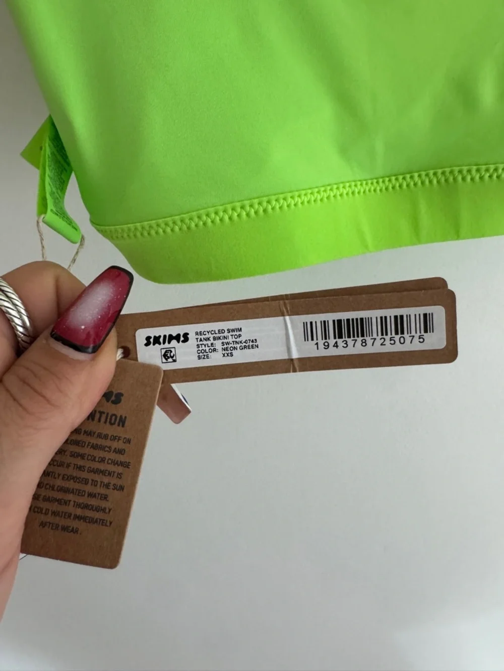 NWT Skims Neon Green Bikini Top Tank - Picture 4 of 5